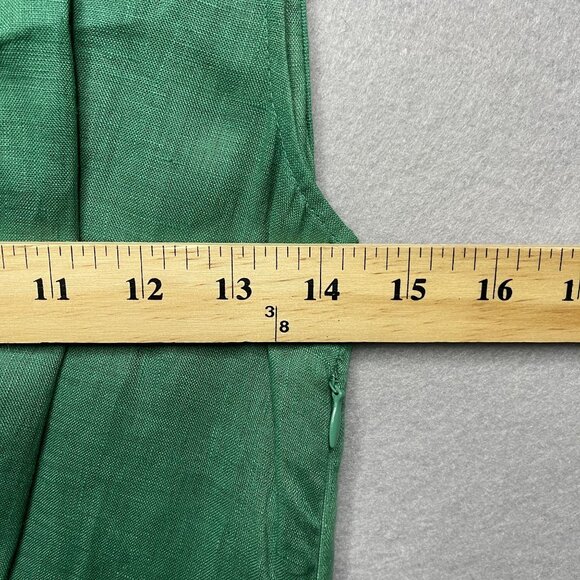Max Studio Womens Green Sleeveless Linen Dress Geometric Design front Size 2 - Picture 7 of 7